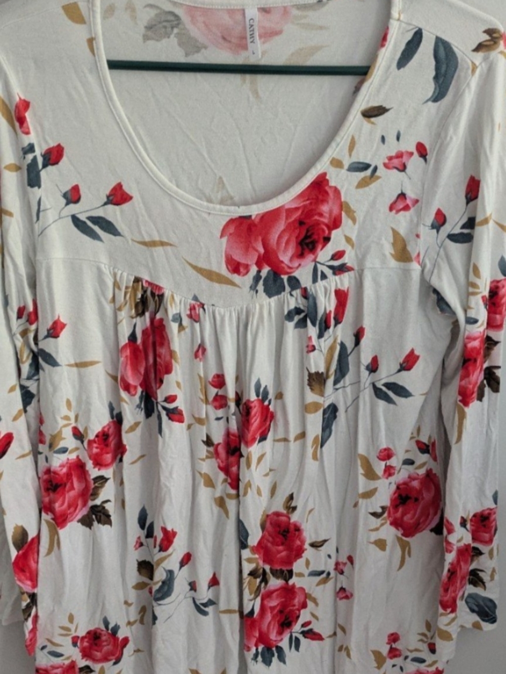 Floral Tunic Top Long Sleeve Flowy Cathy L Women's Scoop Neck Cottagecore Fairy